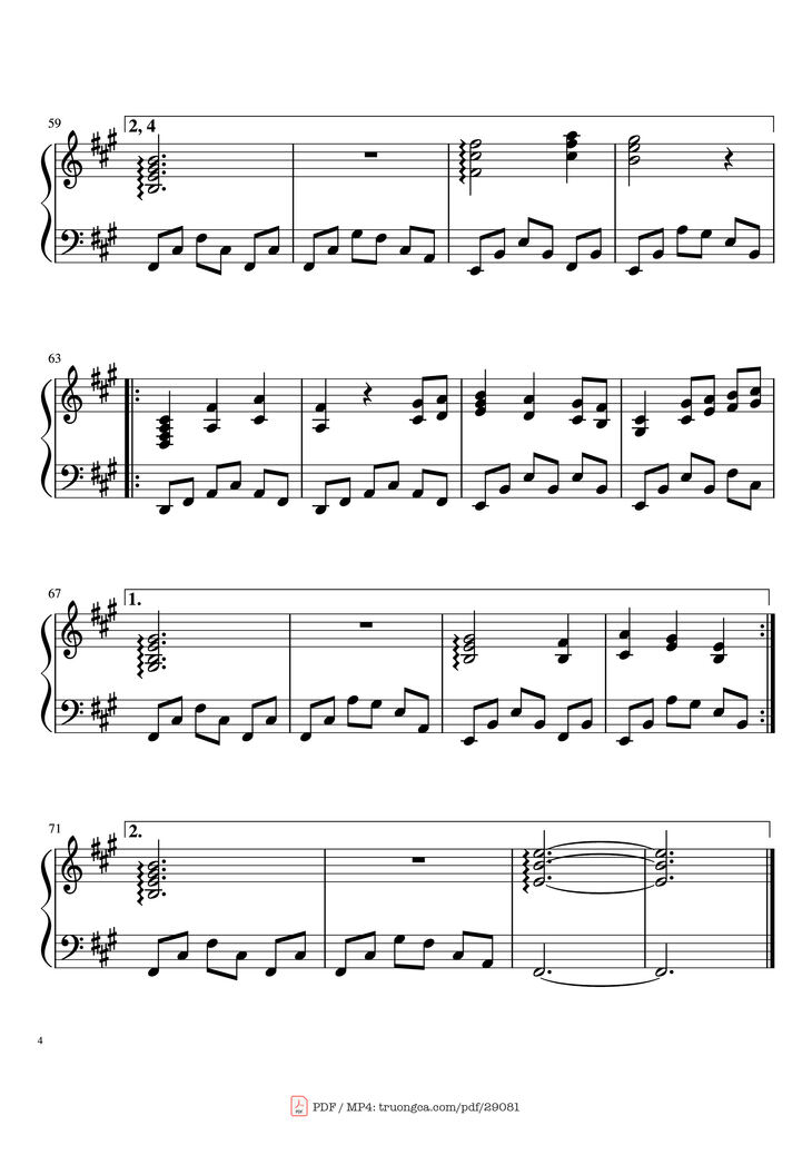 Page 4 of the piano sheet music PDF Piano - An Ending Piano by Toby Fox