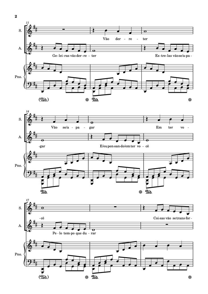 Page 2 of the piano sheet music PDF Piano - Pelo Tempo Que Durar Piano by Marisa Monte