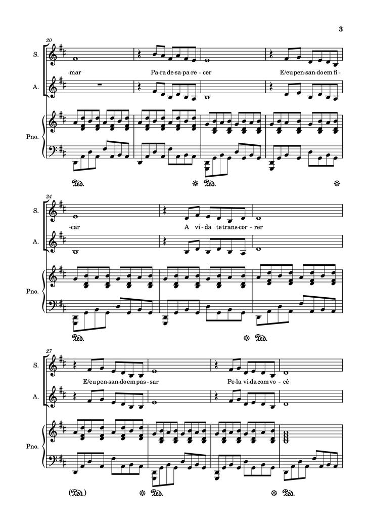 Page 3 of the piano sheet music PDF Piano - Pelo Tempo Que Durar Piano by Marisa Monte