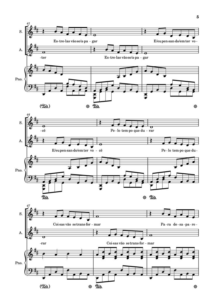 Page 5 of the piano sheet music PDF Piano - Pelo Tempo Que Durar Piano by Marisa Monte