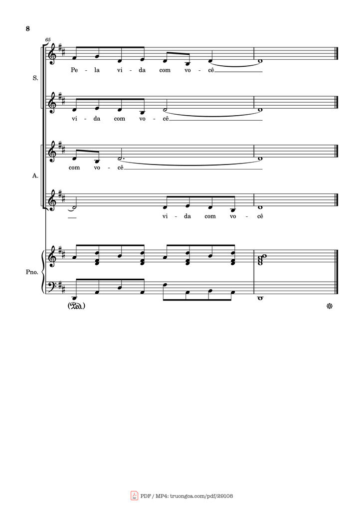 Page 8 of the piano sheet music PDF Piano - Pelo Tempo Que Durar Piano by Marisa Monte