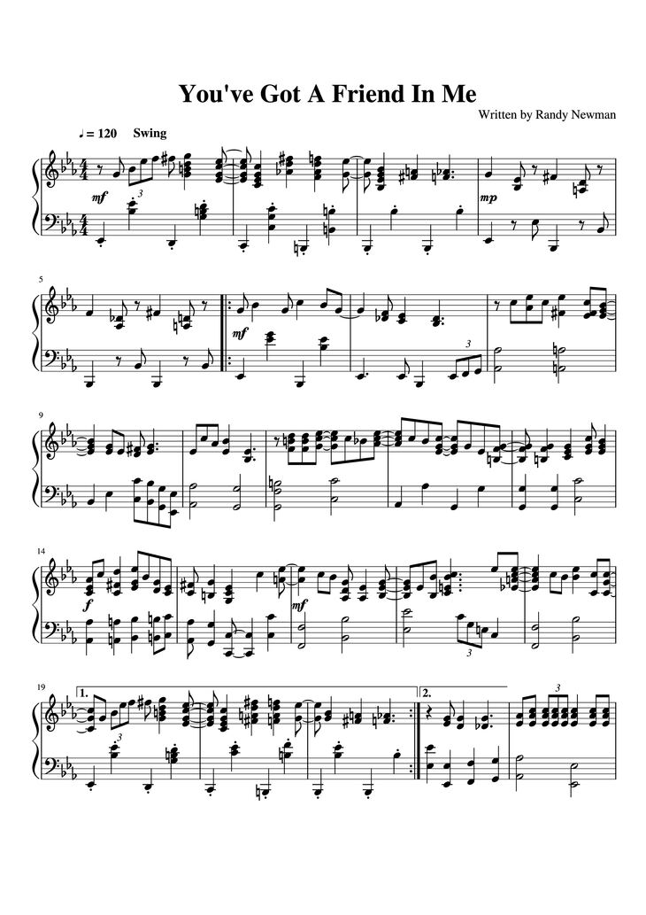 Page 1 of the piano sheet music PDF Piano - You