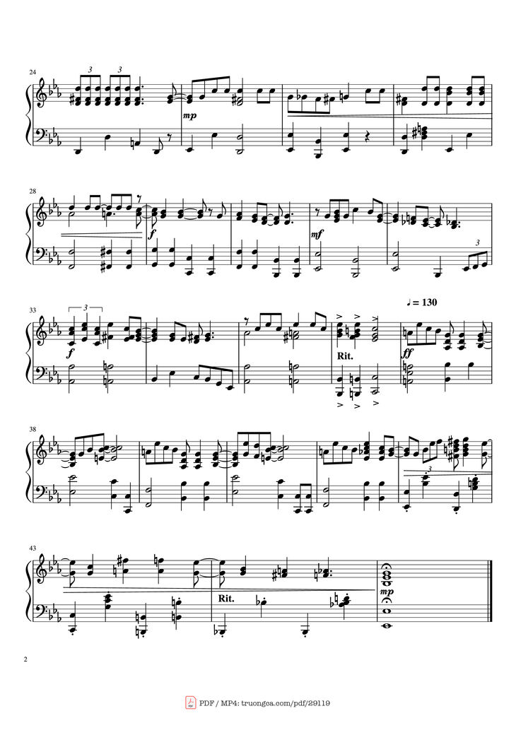 Page 2 of the piano sheet music PDF Piano - You