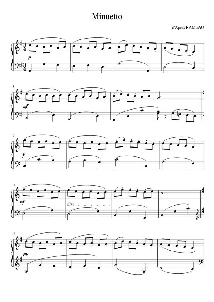 Page 1 of the piano sheet music PDF Piano - Minuetto Piano by Methode Rose