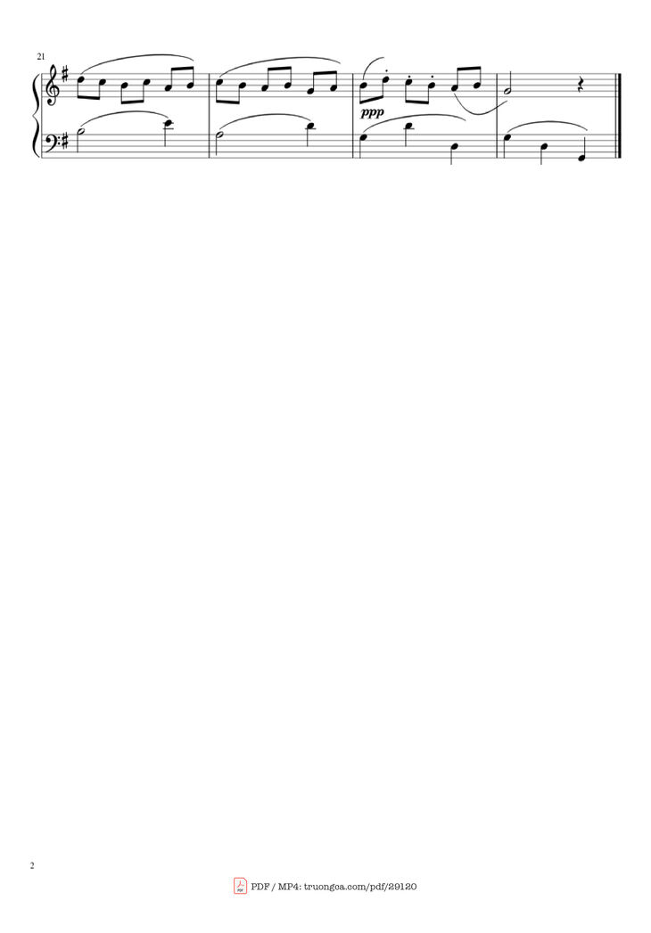 Page 2 of the piano sheet music PDF Piano - Minuetto Piano by Methode Rose
