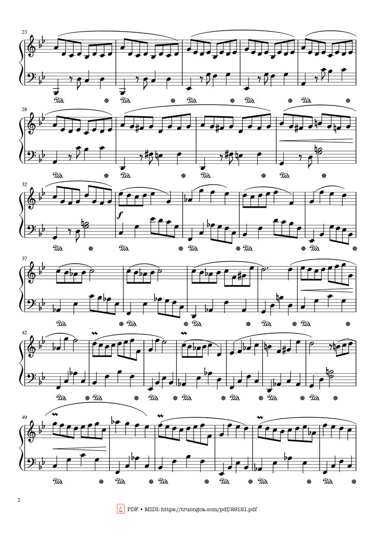 Page 2 of the piano sheet music PDF Piano - G Minor Piano by Johann Sebastian Bach
