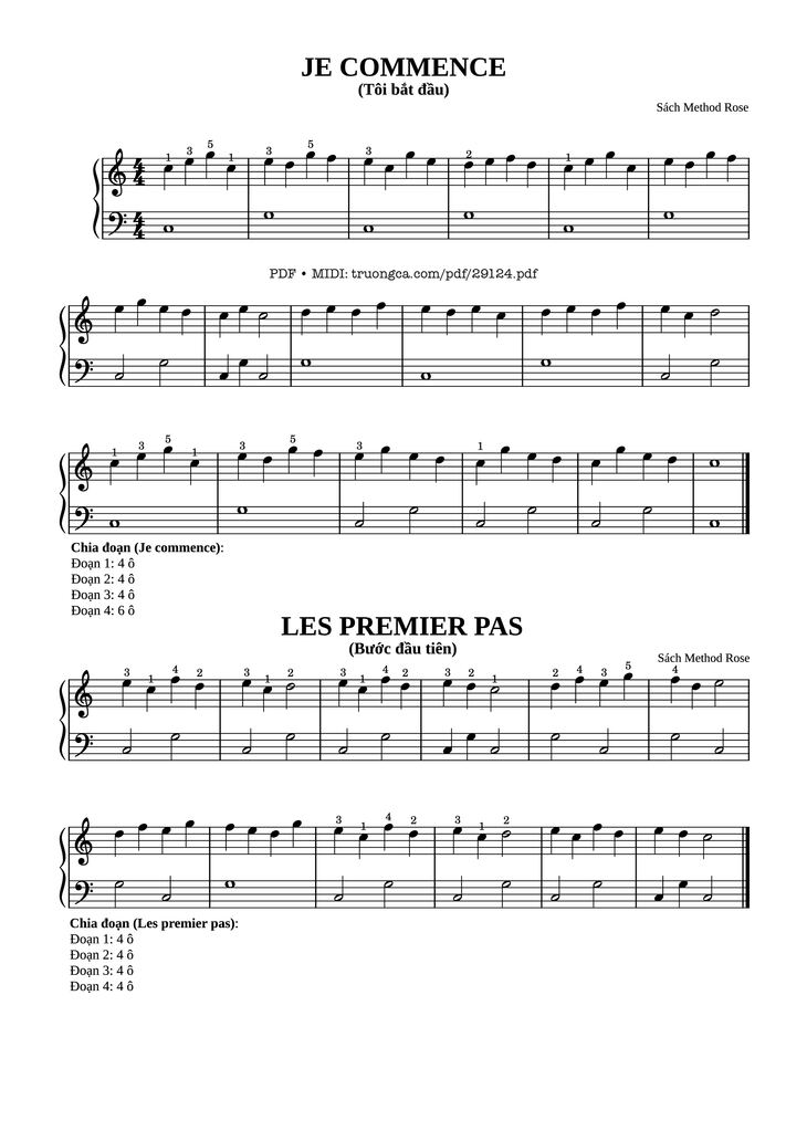 Page 1 of the piano sheet music PDF Piano - JE COMMENCE (Tôi bắt đầu) Piano by Method Rose