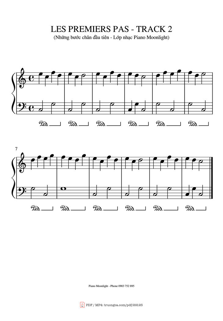 Page 1 of the piano sheet music PDF Piano - Les Premier Pas (Bước đầu tiên) Piano by Method Rose