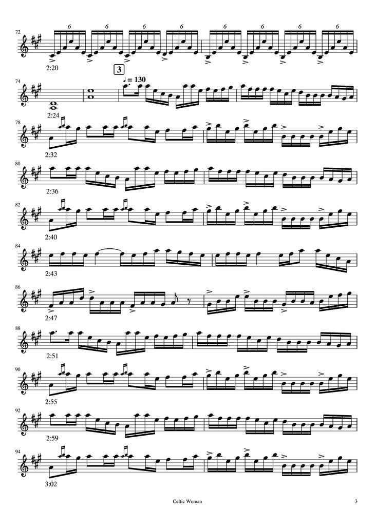 Page 3 of the piano sheet music PDF Piano - Granuaile