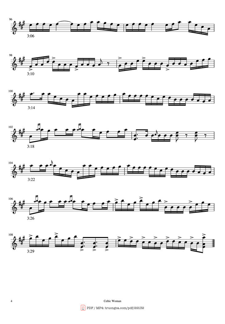 Page 4 of the piano sheet music PDF Piano - Granuaile