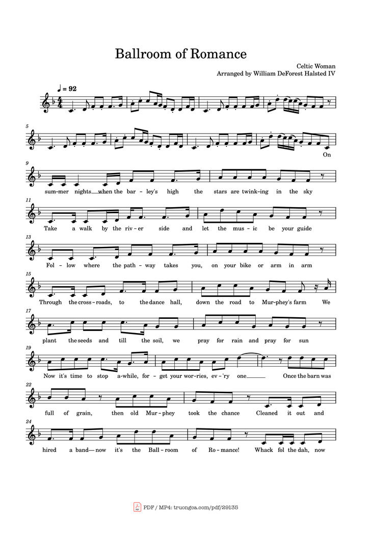 Page 1 of the piano sheet music PDF Piano - Ballroom of Romance Piano by Celtic Woman