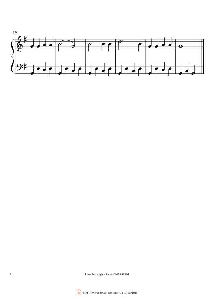 Page 2 of the piano sheet music PDF Piano - Petit PAPA Cha Yêu Piano by Method Rose