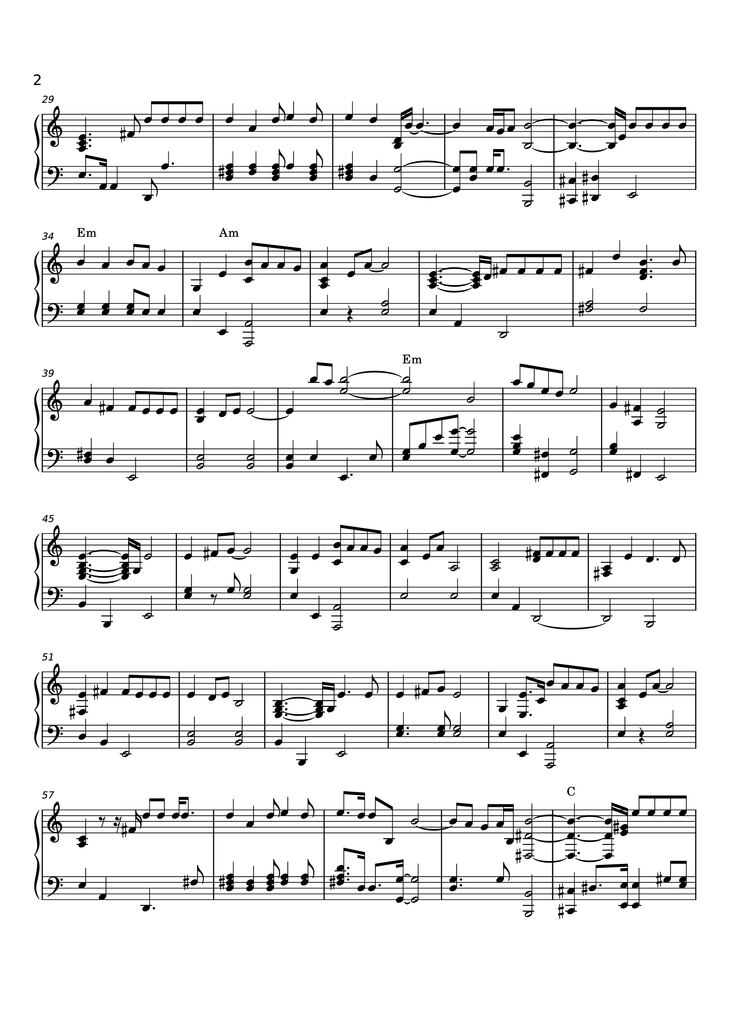 Page 2 of the piano sheet music PDF Piano - Tình Nhạt Phai Piano (一起走过的日子) by Andy Lau