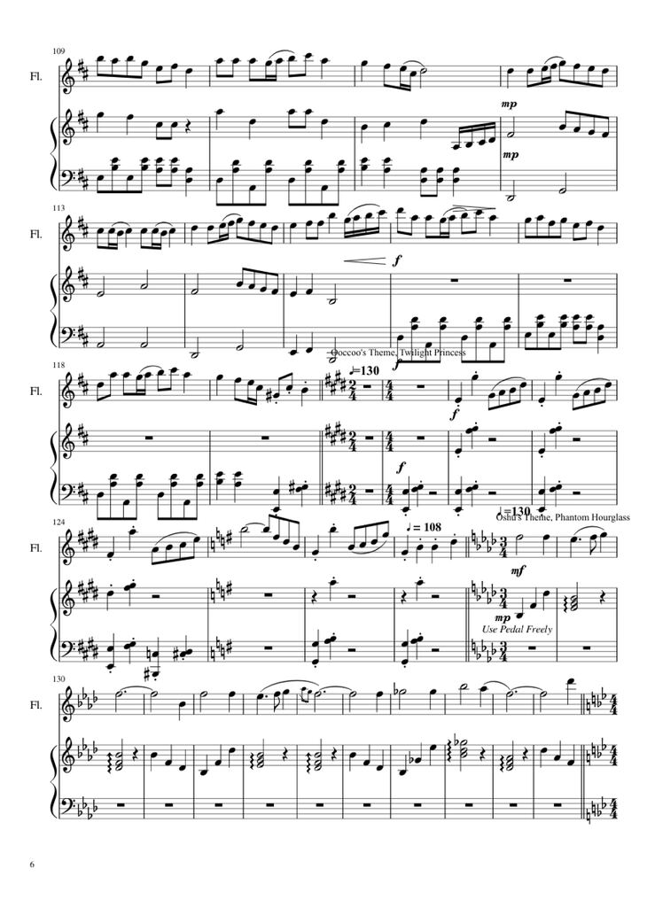 Page 6 of the piano sheet music PDF Piano - Zelda Medley Piano by Undefined