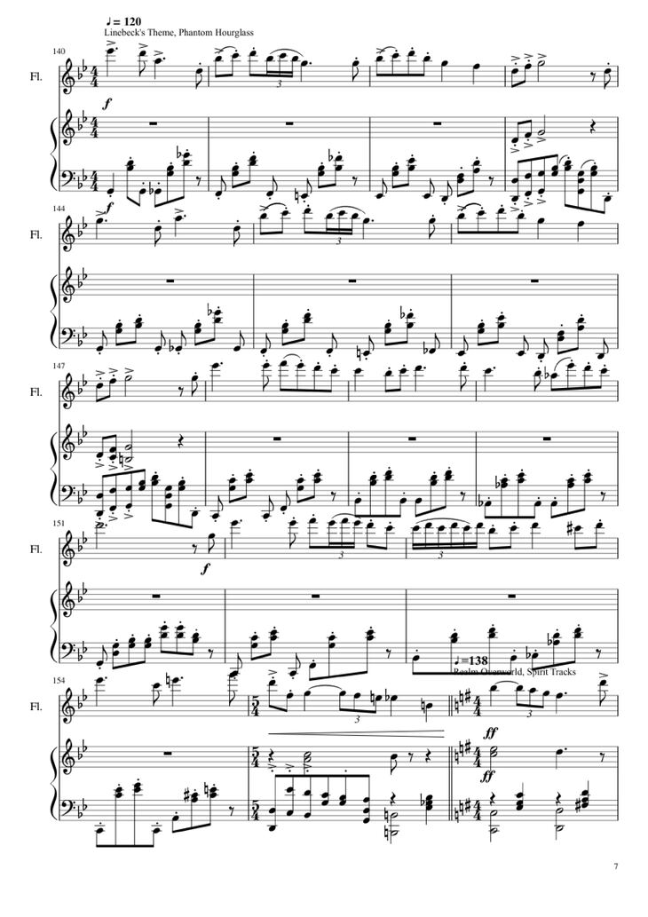 Page 7 of the piano sheet music PDF Piano - Zelda Medley Piano by Undefined