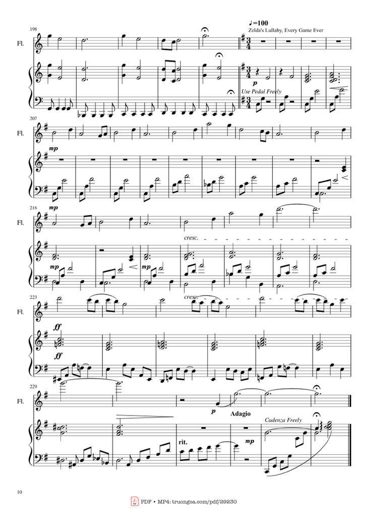 Page 10 of the piano sheet music PDF Piano - Zelda Medley Piano by Undefined