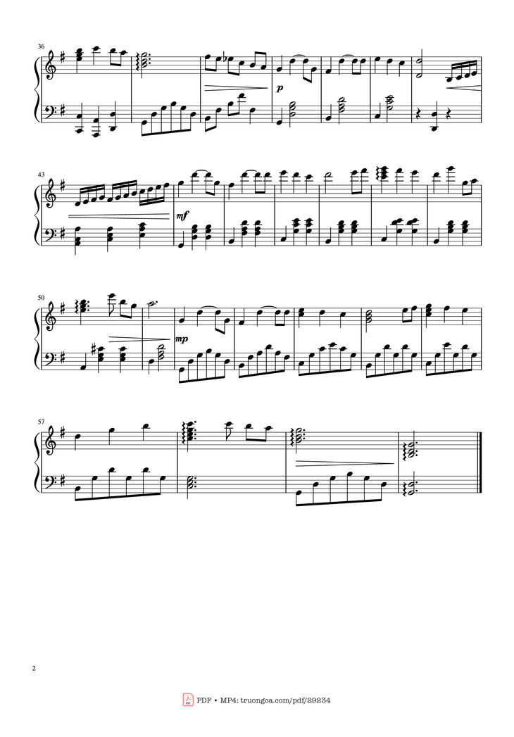 Page 2 of the piano sheet music PDF Piano - Waltz of Chihiro Piano by Joe Hisaishi