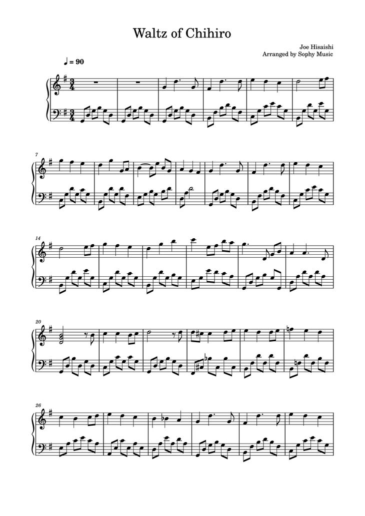 Page 1 of the piano sheet music PDF Piano - Waltz Of Chihiro Piano Easy by Joe Hisaishi