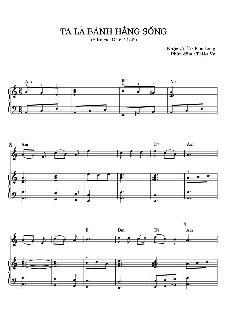 Page 1 of the piano sheet music PDF - Ta Là Bánh Hằng Sống Piano đệm hát by Kim Long