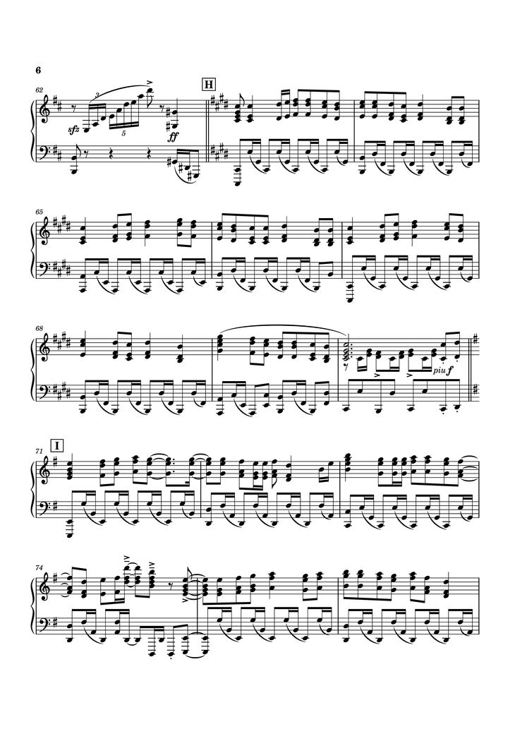 Page 6 of the piano sheet music PDF Piano - To You, 2000... or...20000 Years From Now Piano by Original music by Linked Horizon
