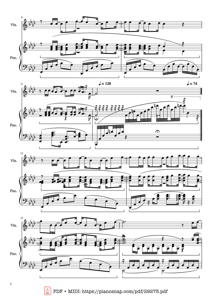 Page 2 of the piano sheet music PDF Piano - Let It Go (Disney