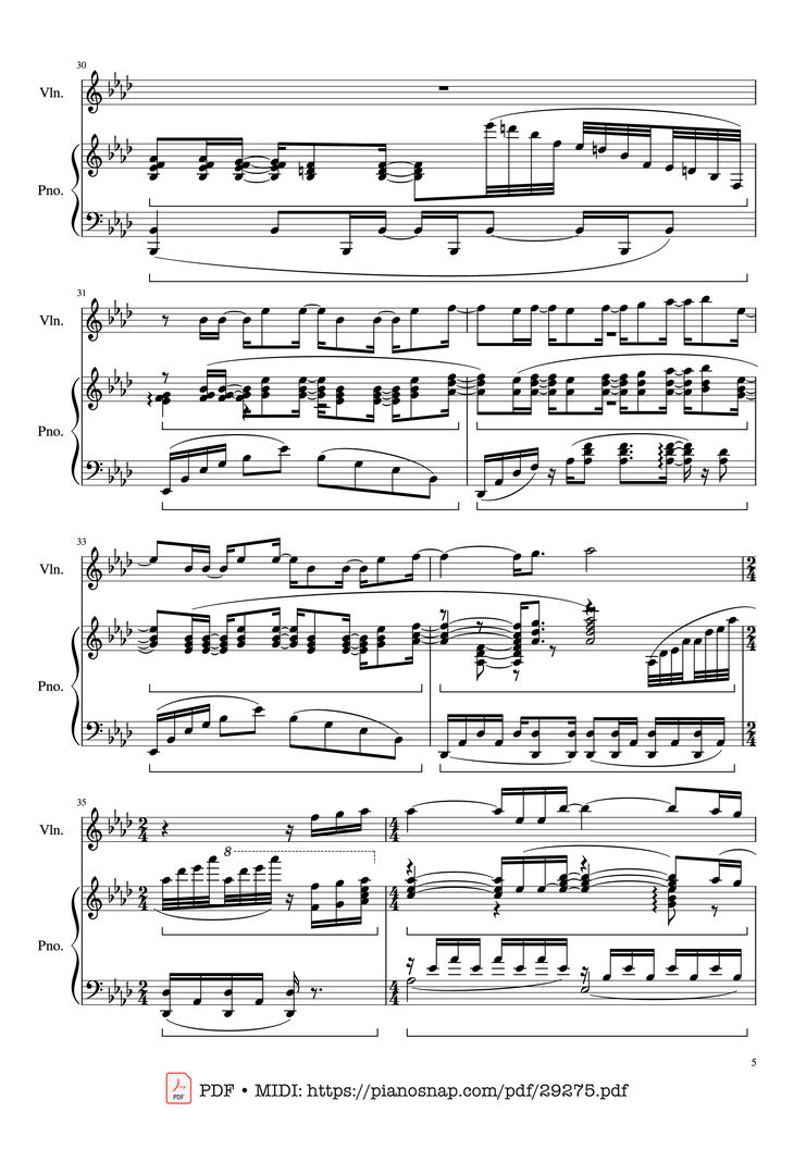 Page 5 of the piano sheet music PDF Piano - Let It Go (Disney
