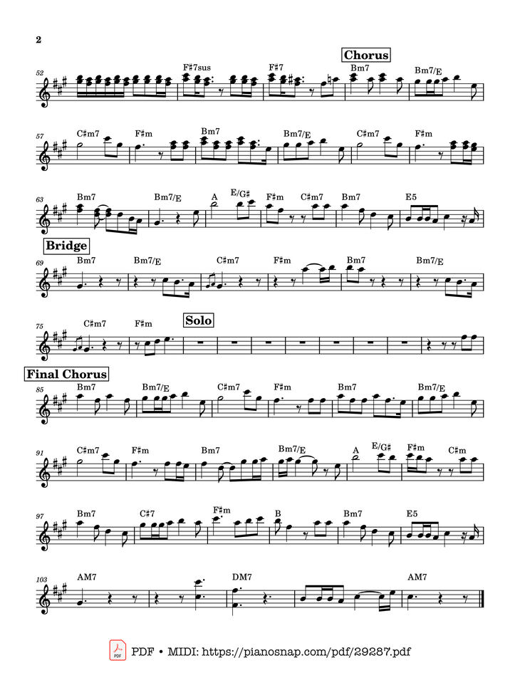 Page 2 of the piano sheet music PDF - Die with a Smile Violin by Original song by Bruno Mars and Lady Gaga