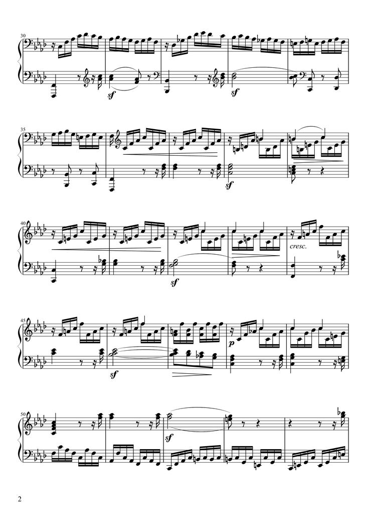Page 2 of the piano sheet music PDF Piano - Sonate No. 23, Appassionata 3rd Movement by Ludwig van Beethoven