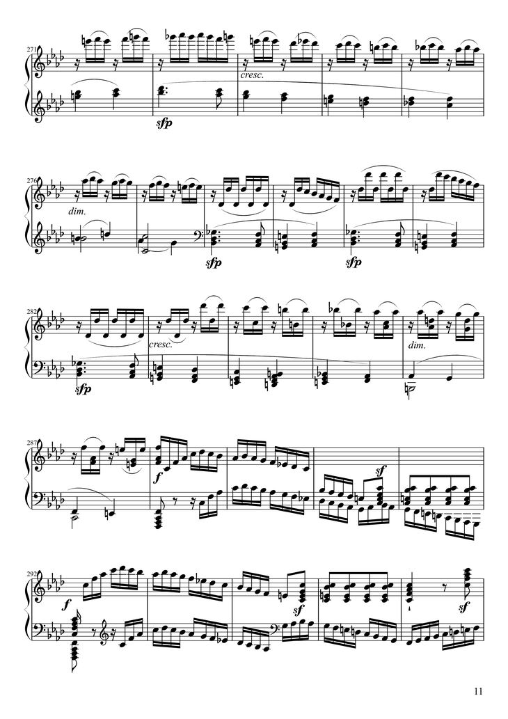 Page 11 of the piano sheet music PDF Piano - Sonate No. 23, Appassionata 3rd Movement by Ludwig van Beethoven
