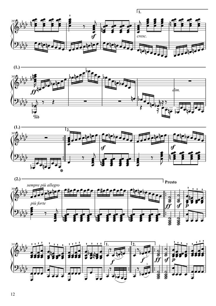 Page 12 of the piano sheet music PDF Piano - Sonate No. 23, Appassionata 3rd Movement by Ludwig van Beethoven