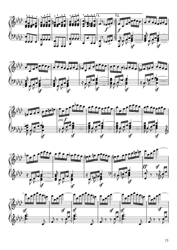 Page 13 of the piano sheet music PDF Piano - Sonate No. 23, Appassionata 3rd Movement by Ludwig van Beethoven