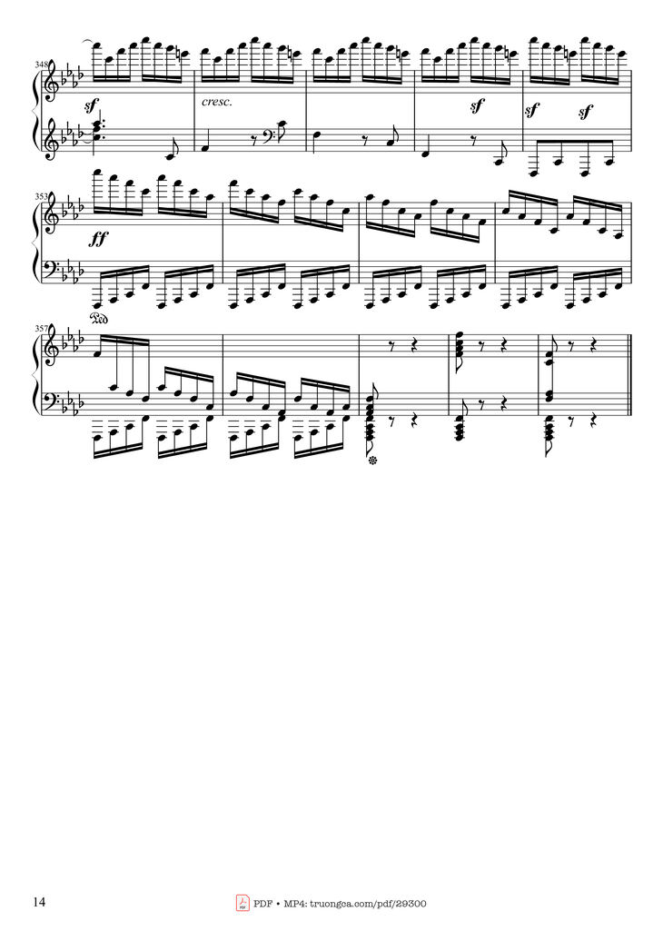 Page 14 of the piano sheet music PDF Piano - Sonate No. 23, Appassionata 3rd Movement by Ludwig van Beethoven