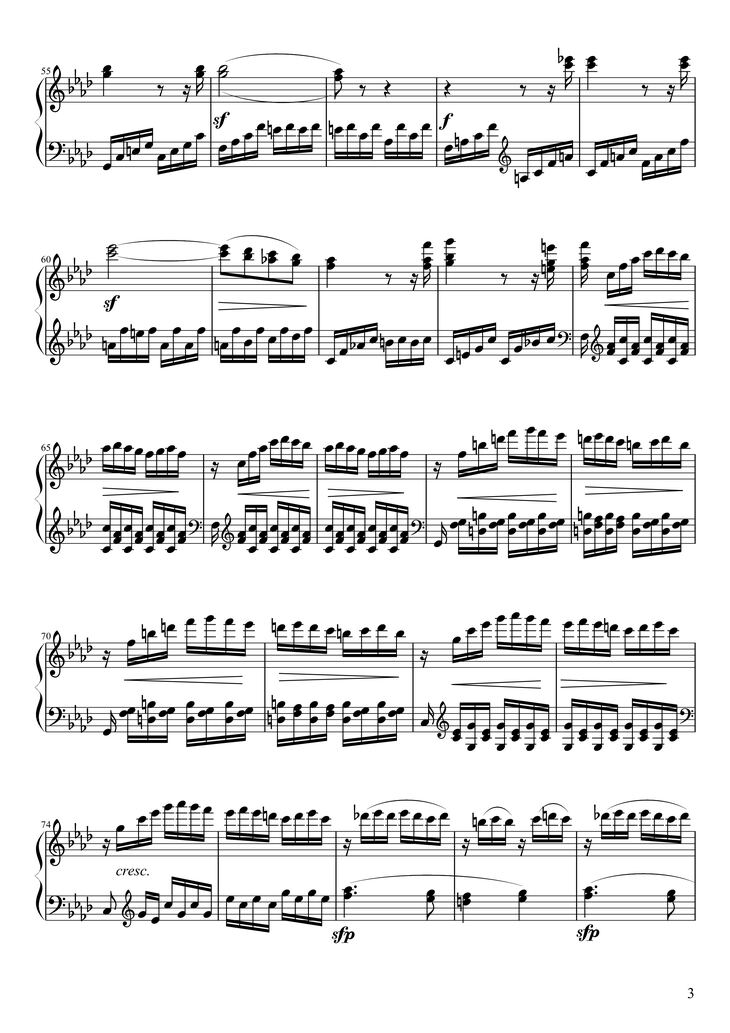 Page 3 of the piano sheet music PDF Piano - Sonate No. 23, Appassionata 3rd Movement by Ludwig van Beethoven