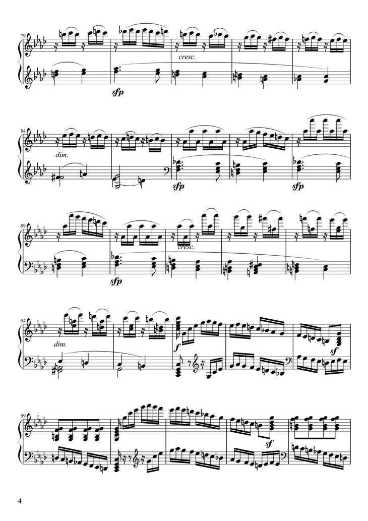 Page 4 of the piano sheet music PDF Piano - Sonate No. 23, Appassionata 3rd Movement by Ludwig van Beethoven