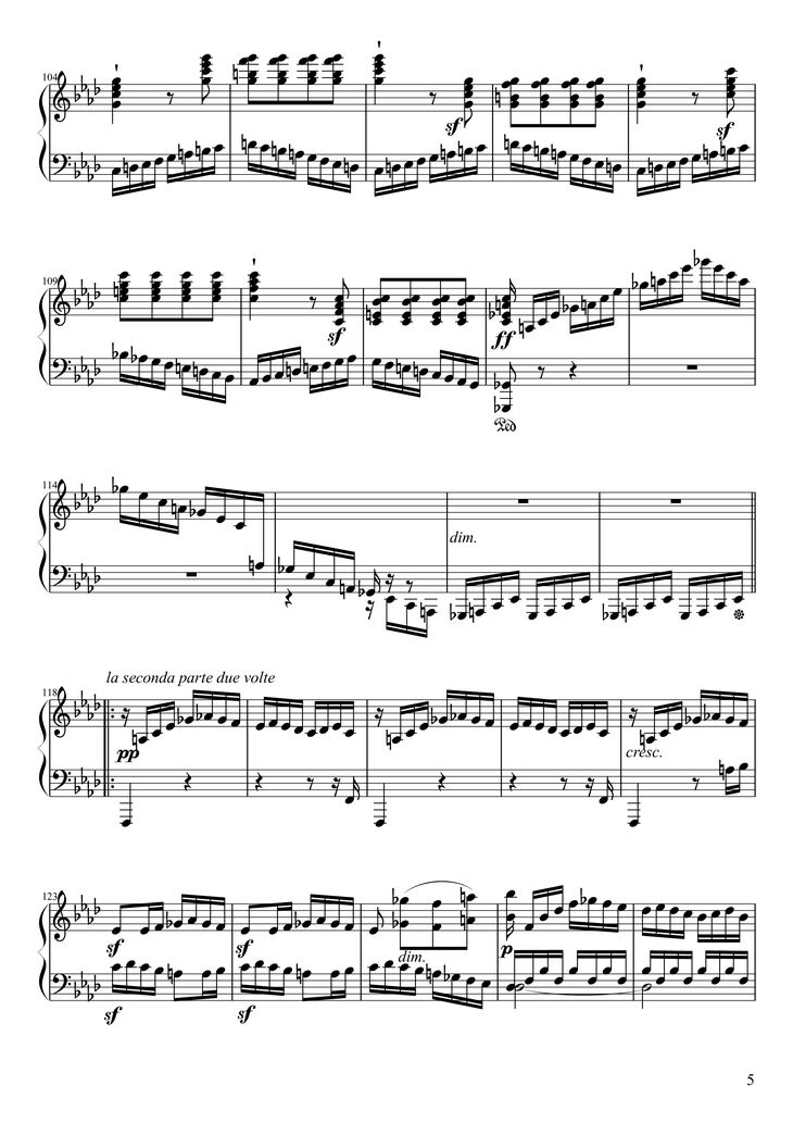 Page 5 of the piano sheet music PDF Piano - Sonate No. 23, Appassionata 3rd Movement by Ludwig van Beethoven