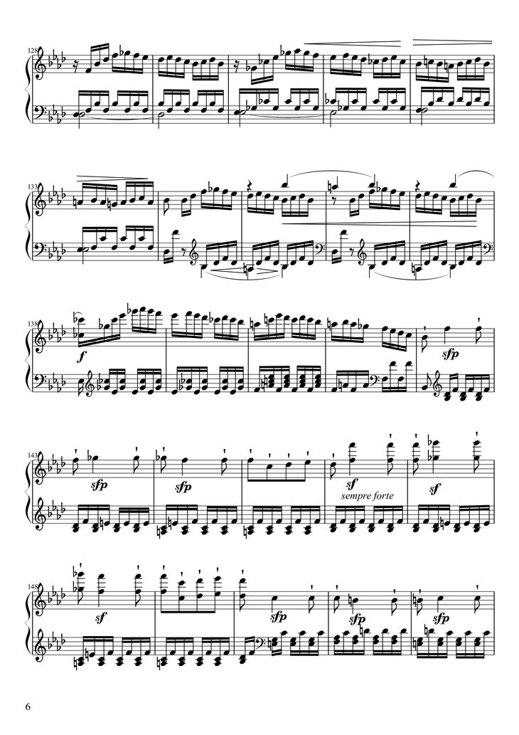 Page 6 of the piano sheet music PDF Piano - Sonate No. 23, Appassionata 3rd Movement by Ludwig van Beethoven