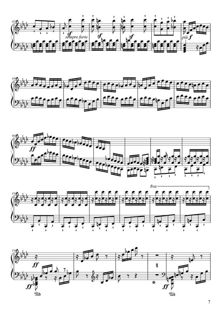 Page 7 of the piano sheet music PDF Piano - Sonate No. 23, Appassionata 3rd Movement by Ludwig van Beethoven
