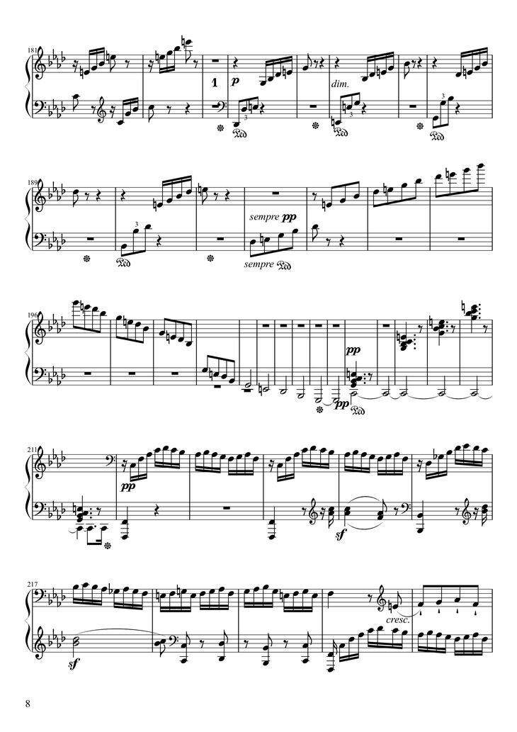 Page 8 of the piano sheet music PDF Piano - Sonate No. 23, Appassionata 3rd Movement by Ludwig van Beethoven