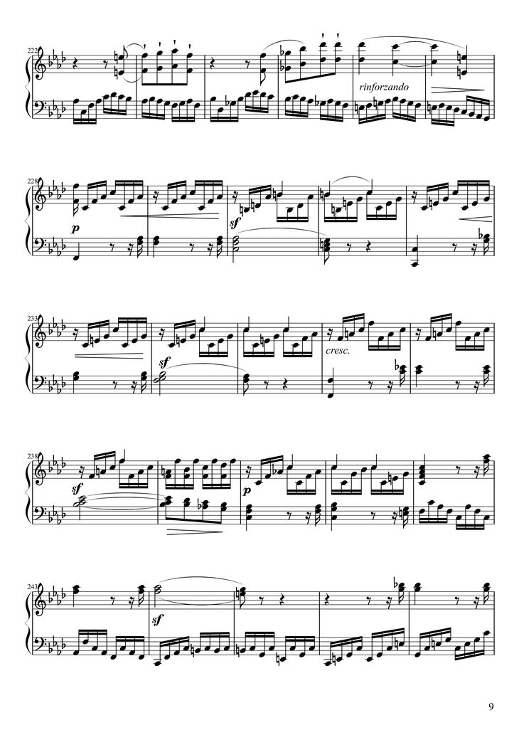 Page 9 of the piano sheet music PDF Piano - Sonate No. 23, Appassionata 3rd Movement by Ludwig van Beethoven
