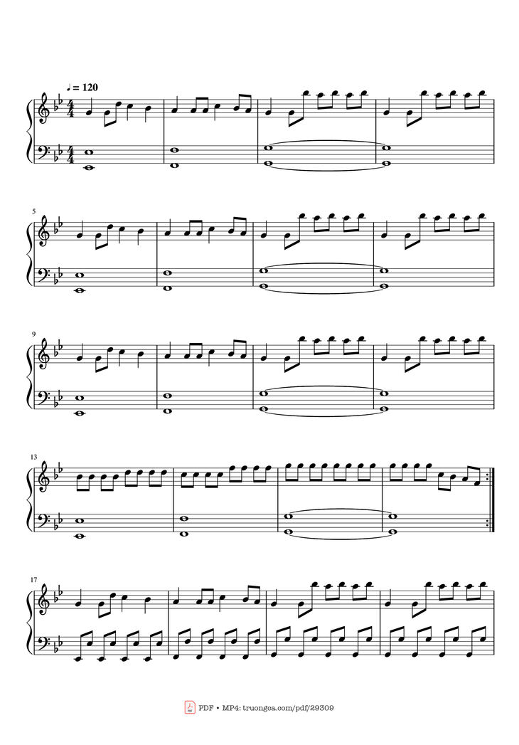 Page 1 of the piano sheet music PDF Piano - Coffin Dance Easy Piano by Benjamin Aidoo