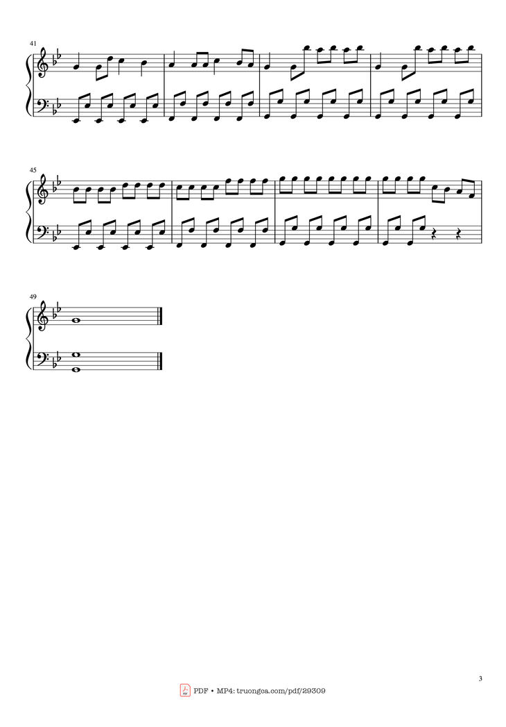 Page 3 of the piano sheet music PDF Piano - Coffin Dance Easy Piano by Benjamin Aidoo