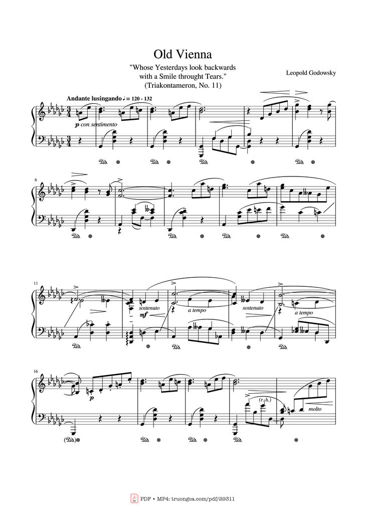 Page 1 of the piano sheet music PDF - Old Vienna Piano by Leopold Godowsky