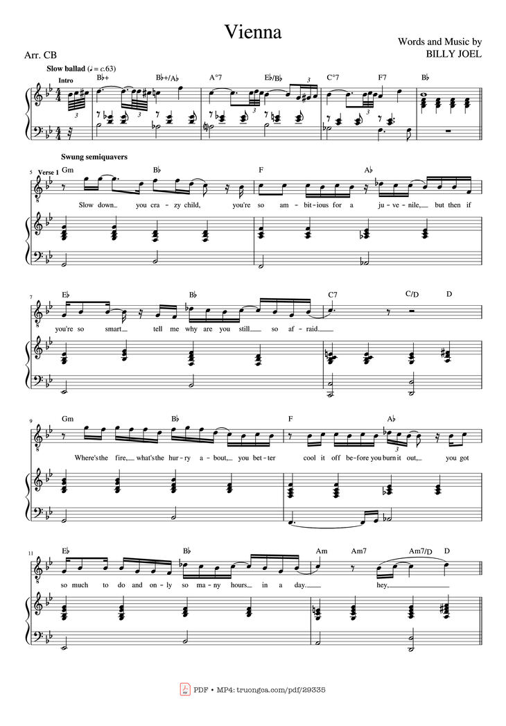 Page 1 of the piano sheet music PDF Piano - Vienna Piano by Words and Music by