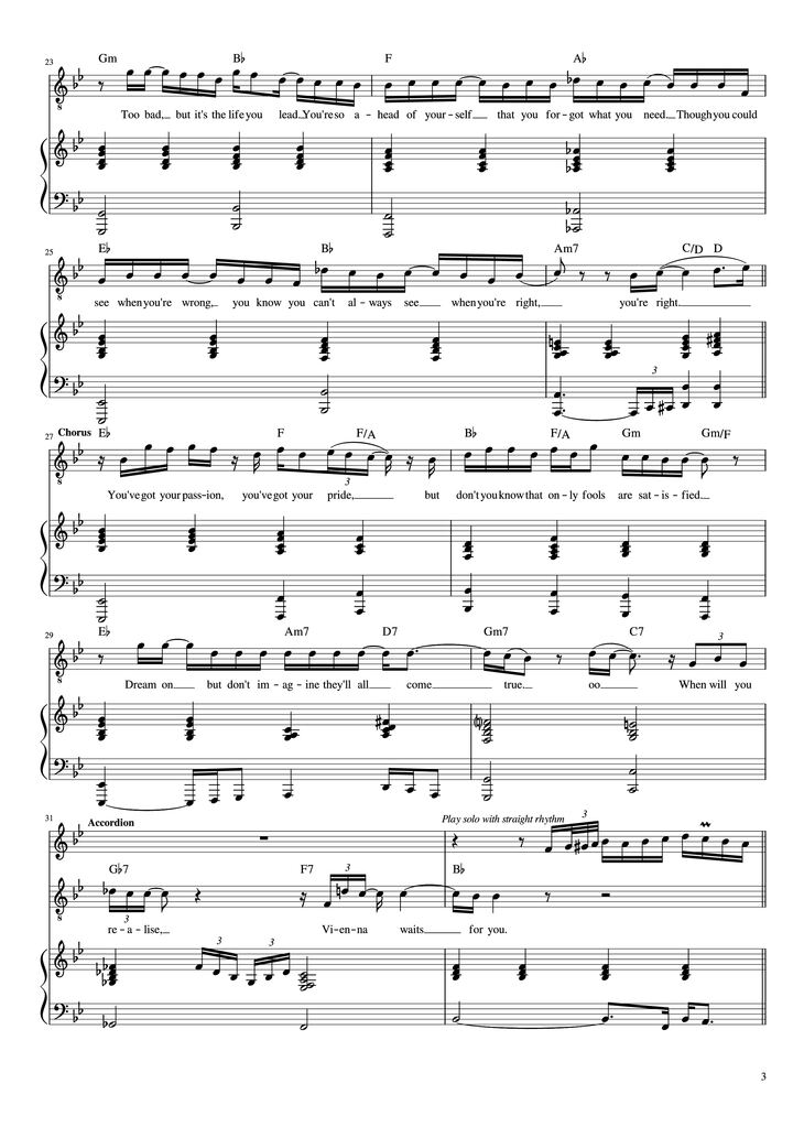 Page 3 of the piano sheet music PDF Piano - Vienna Piano by Words and Music by