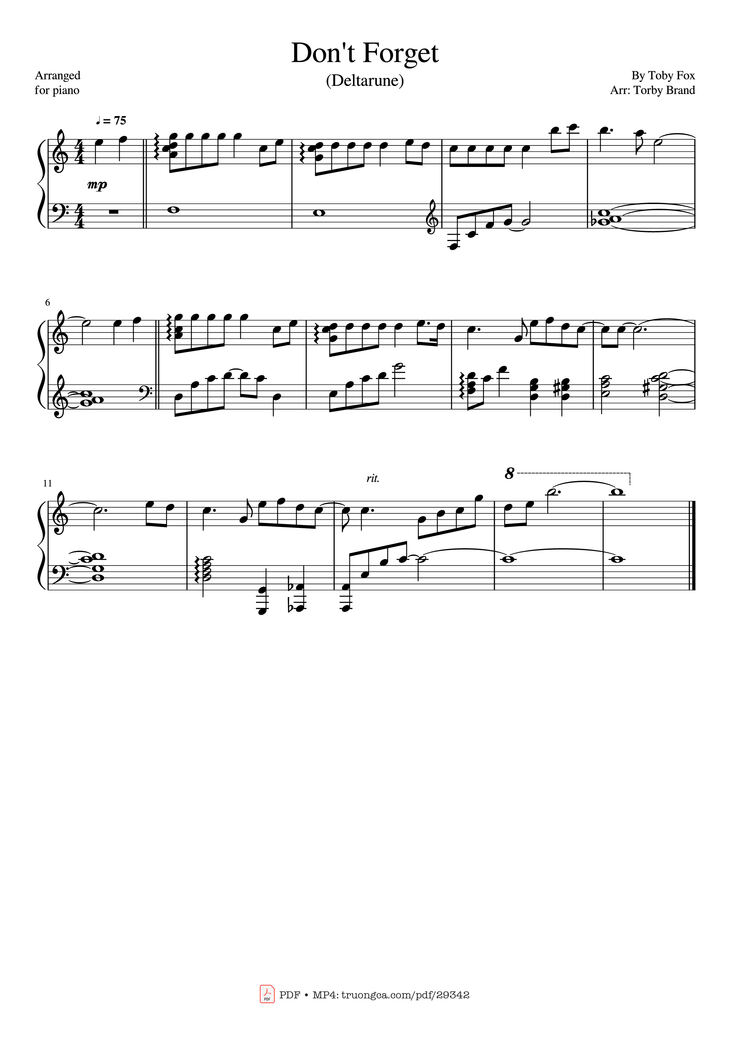Page 1 of the piano sheet music PDF Piano - Don