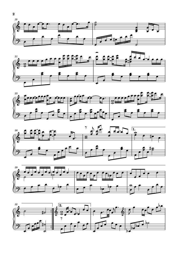Page 2 of the piano sheet music PDF Piano - 时光洪流 Piano (Dòng thác thời gian) by 程响