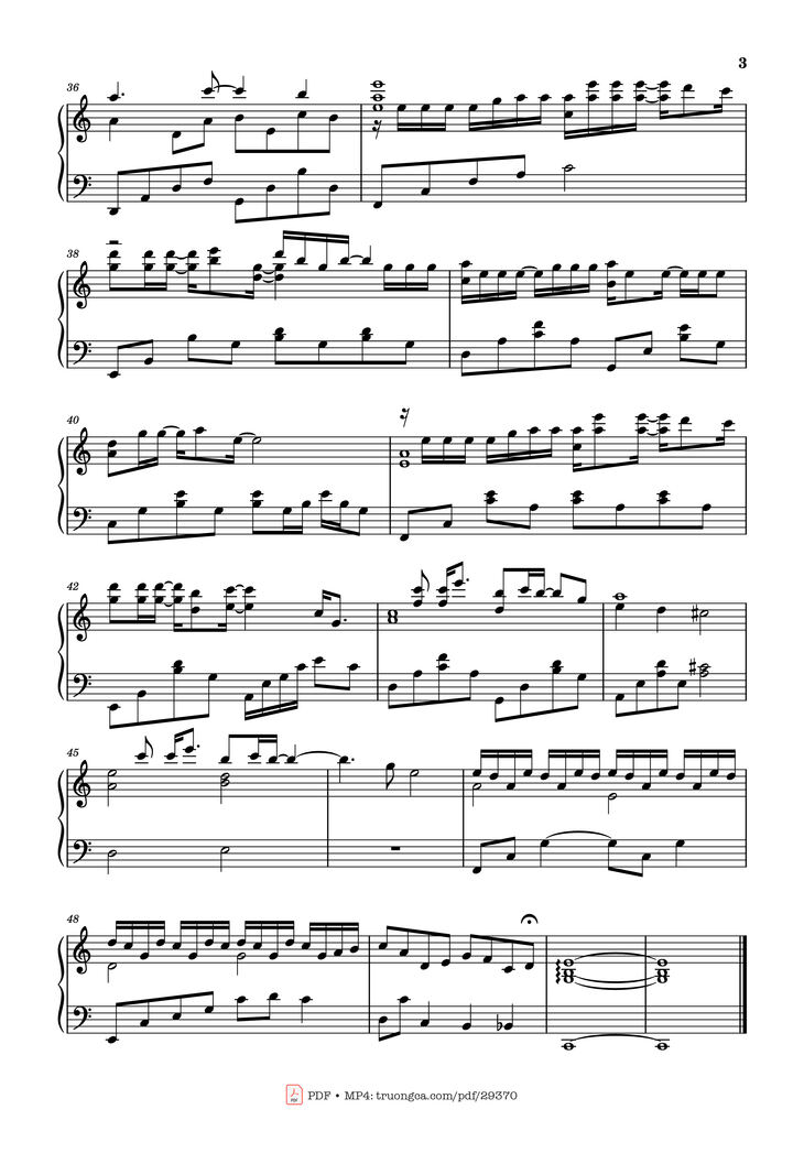 Page 3 of the piano sheet music PDF Piano - 时光洪流 Piano (Dòng thác thời gian) by 程响