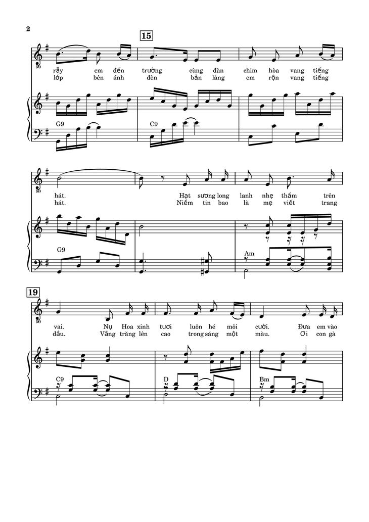 Page 2 of the piano sheet music PDF Piano - Niềm vui của em Piano đệm hát by Nhạc và lời: Nguyễn Huy Hùng