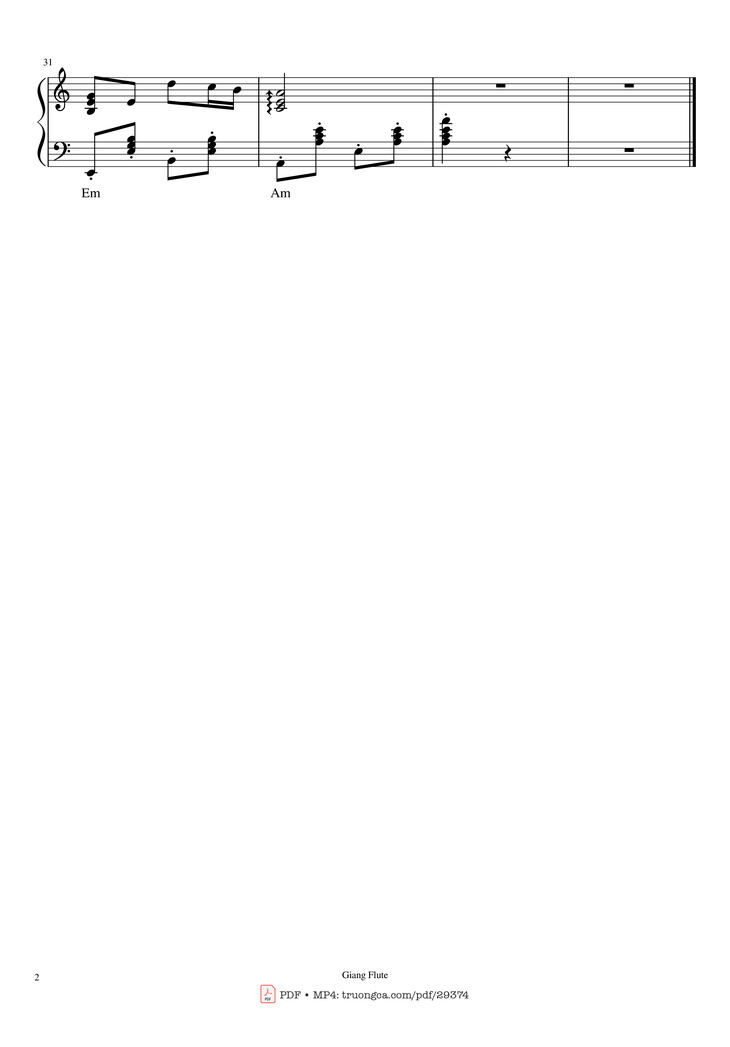 Page 2 of the piano sheet music PDF Piano - Niềm vui của em Piano by Nguyễn Huy Hùng