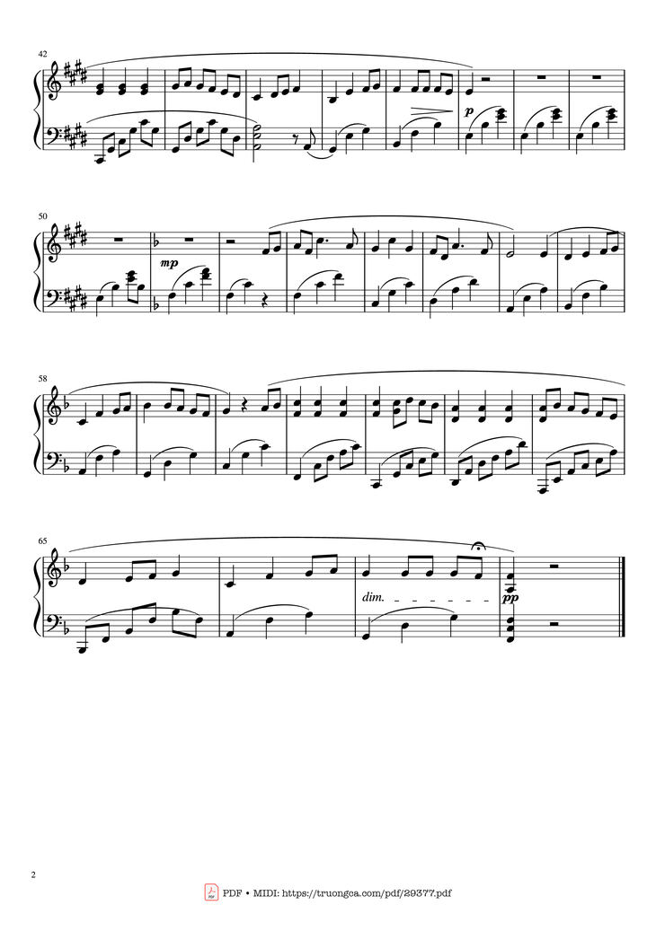 Page 2 of the piano sheet music PDF Piano - Always With Me Piano by Arr. by Lucas Masarczyk